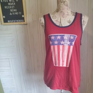 Chill oversized red white and blue tank small
